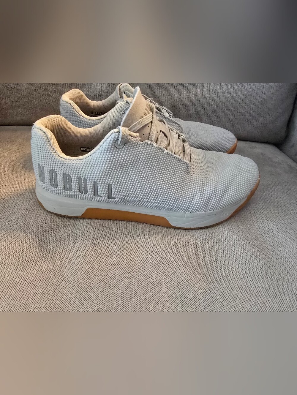 NOBULL Men's Casual Knit Sneaker in Light Gray with Gum Sole - 12